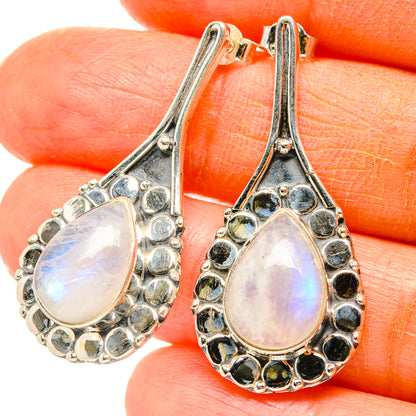 Rainbow Moonstone Earrings handcrafted by Ana Silver Co - EARR429014