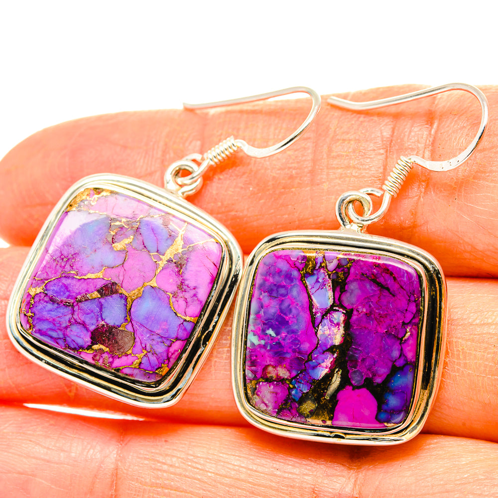 Purple Copper Composite Turquoise Earrings handcrafted by Ana Silver Co - EARR429031