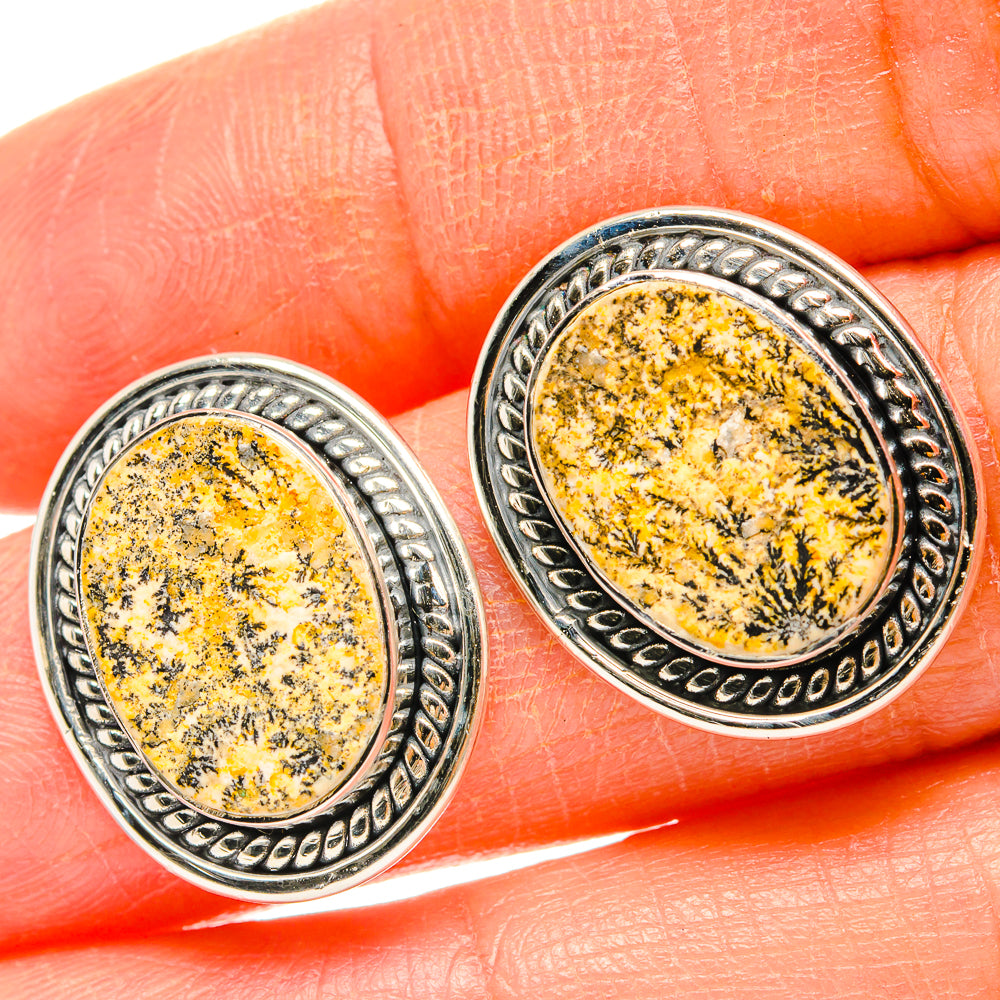 Germany Psilomelane Dendrite Earrings handcrafted by Ana Silver Co - EARR429047