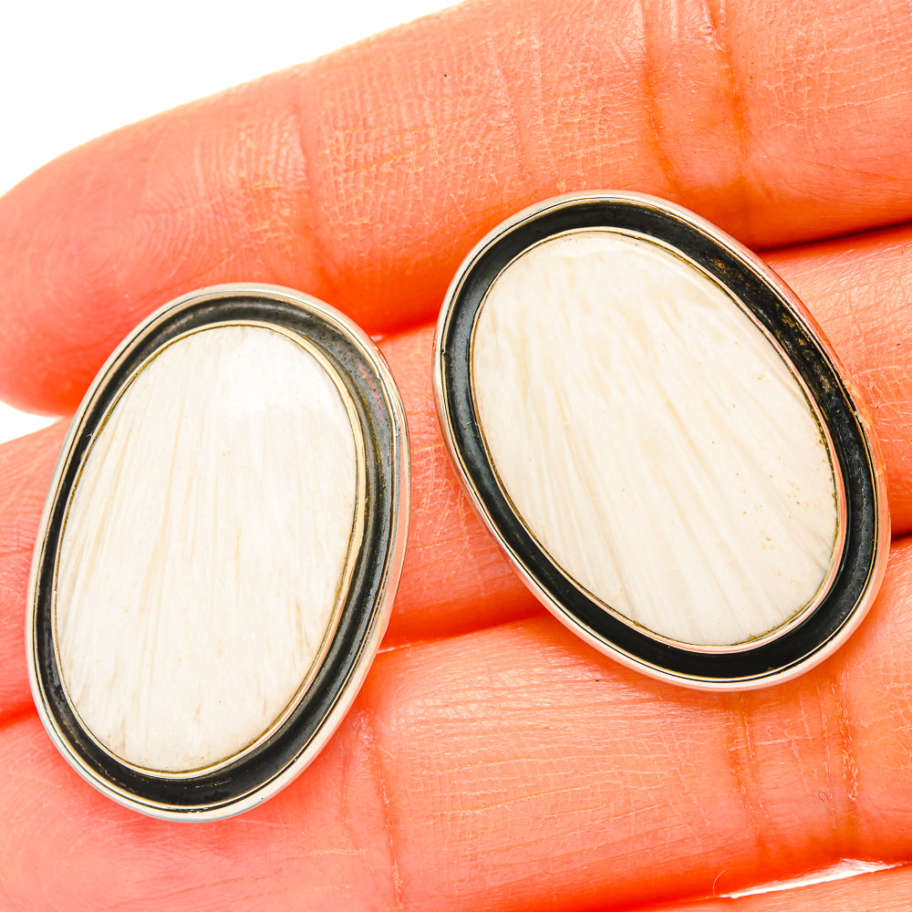 White Scolecite Earrings handcrafted by Ana Silver Co - EARR429070