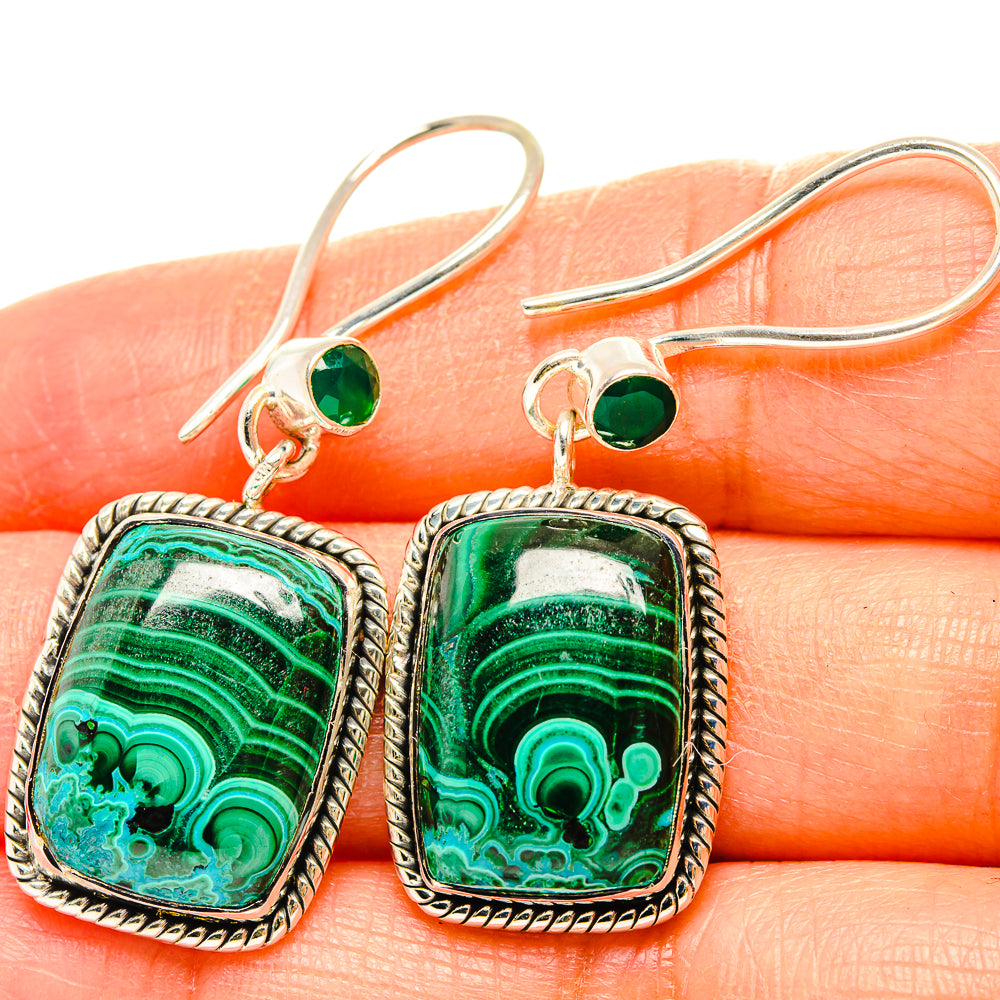 Malachite In Chrysocolla Earrings handcrafted by Ana Silver Co - EARR429071