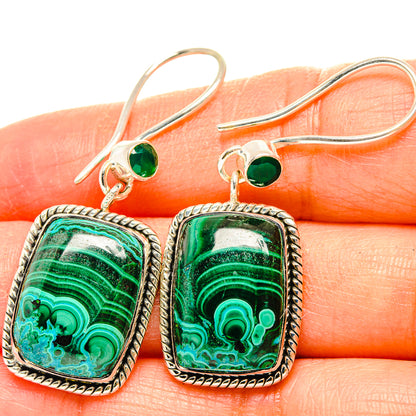 Malachite In Chrysocolla Earrings handcrafted by Ana Silver Co - EARR429071