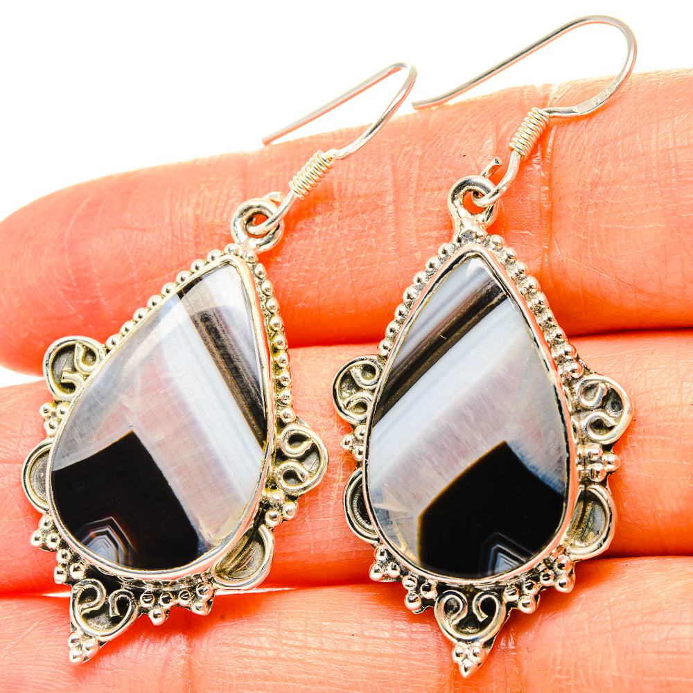 Botswana Agate Earrings handcrafted by Ana Silver Co - EARR429073