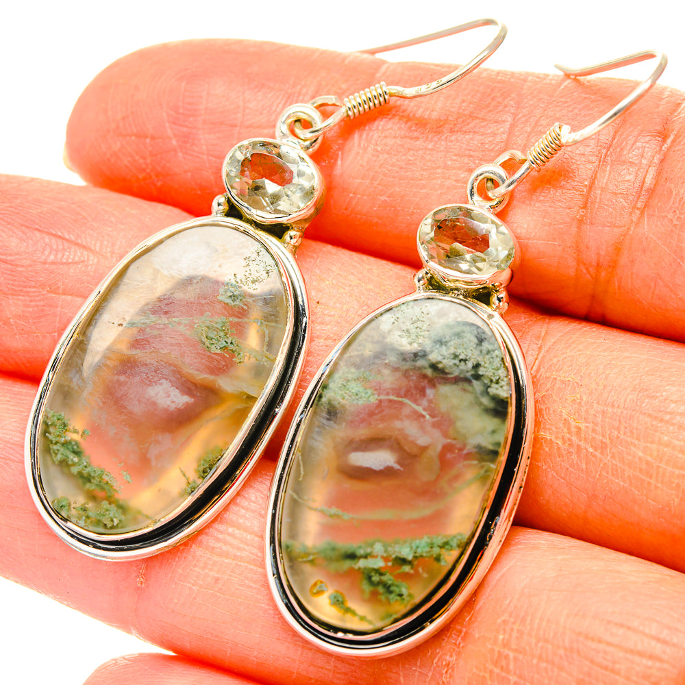 Green Moss Agate Earrings handcrafted by Ana Silver Co - EARR429125