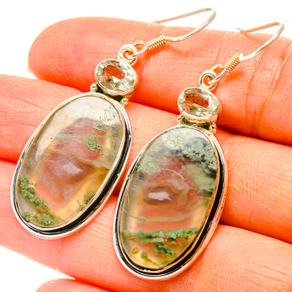 Green Moss Agate Earrings handcrafted by Ana Silver Co - EARR429125