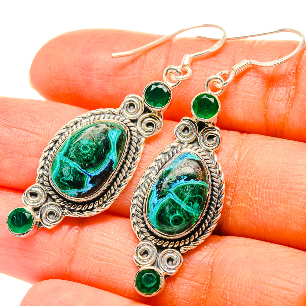 Malachite In Chrysocolla Earrings handcrafted by Ana Silver Co - EARR429128