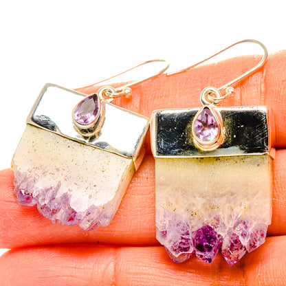 Sterling silver amethyst stalactite drop earrings with purple teardrop gems