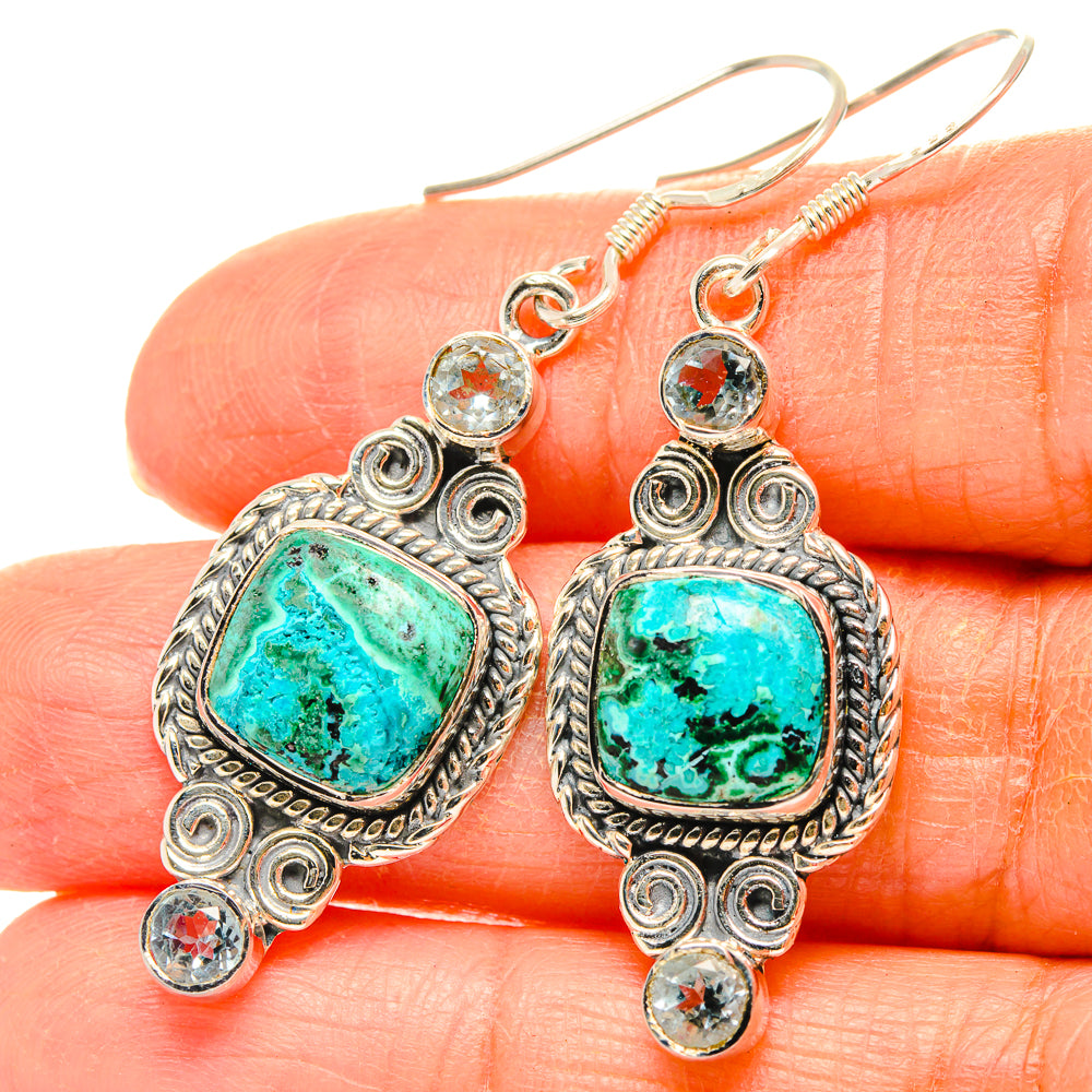 Malachite In Chrysocolla Earrings handcrafted by Ana Silver Co - EARR429138