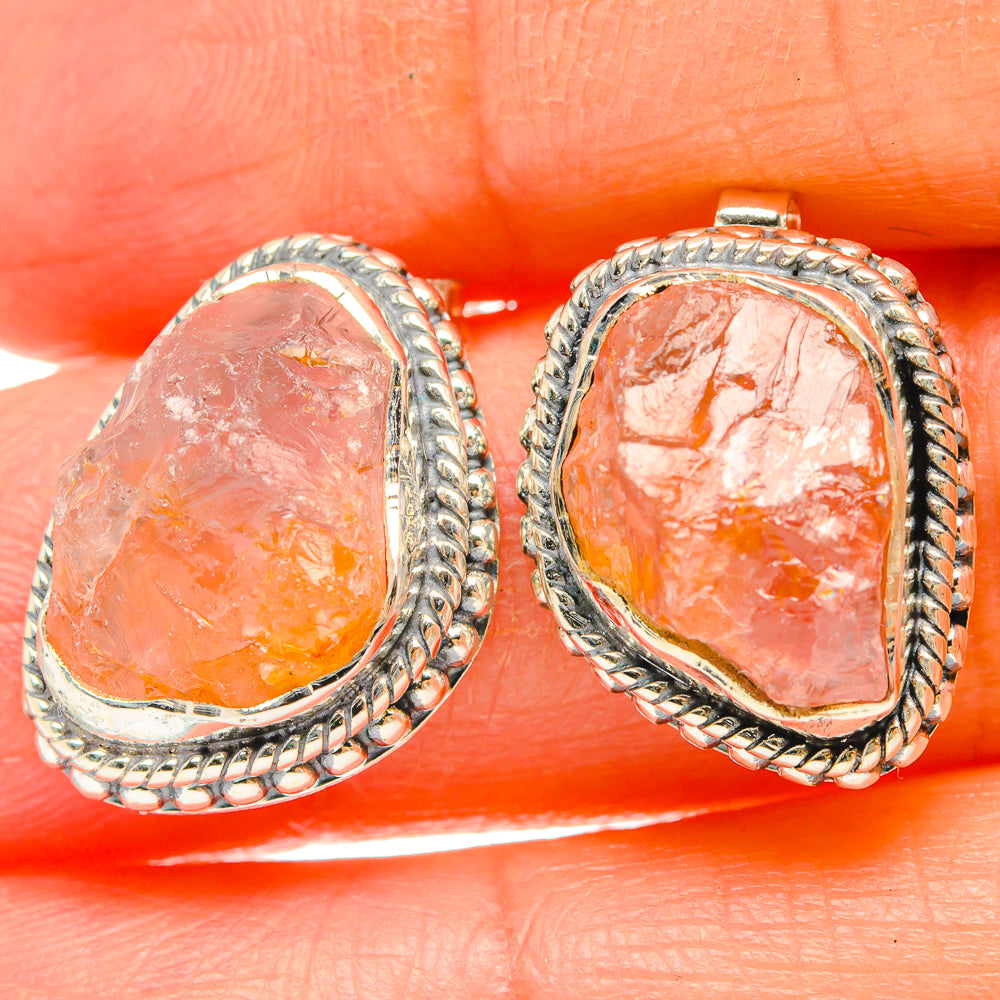 Rose Quartz Earrings handcrafted by Ana Silver Co - EARR429157