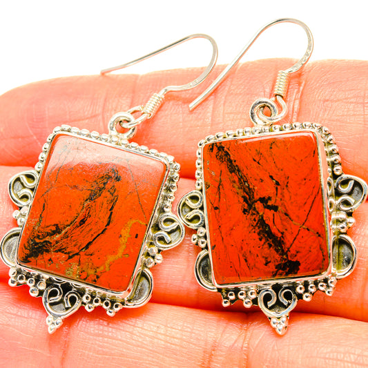Red Jasper Earrings handcrafted by Ana Silver Co - EARR429173