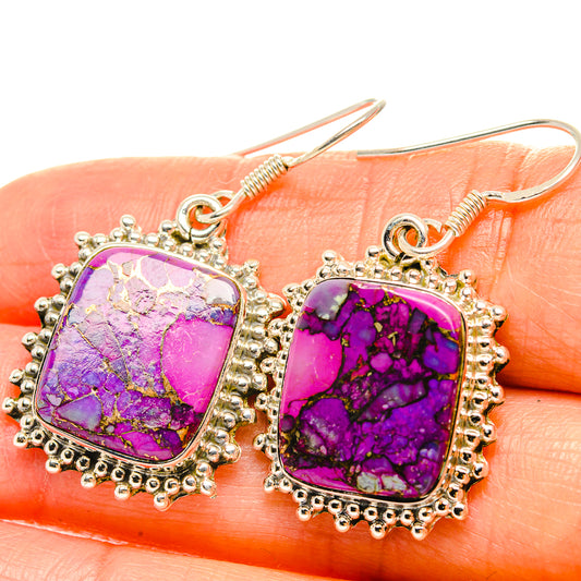 Purple Copper Composite Turquoise Earrings handcrafted by Ana Silver Co - EARR429180