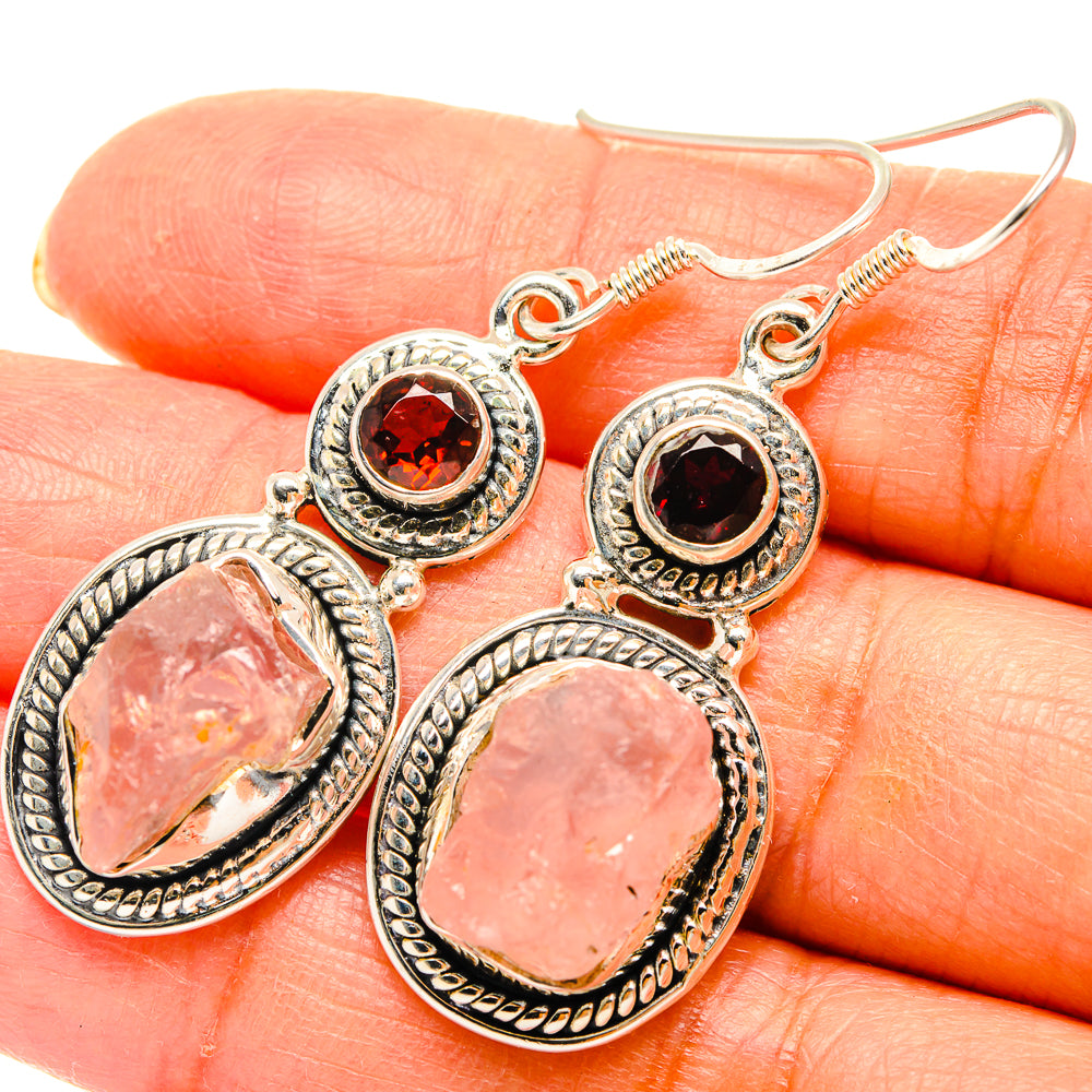 Rose Quartz Earrings handcrafted by Ana Silver Co - EARR429187