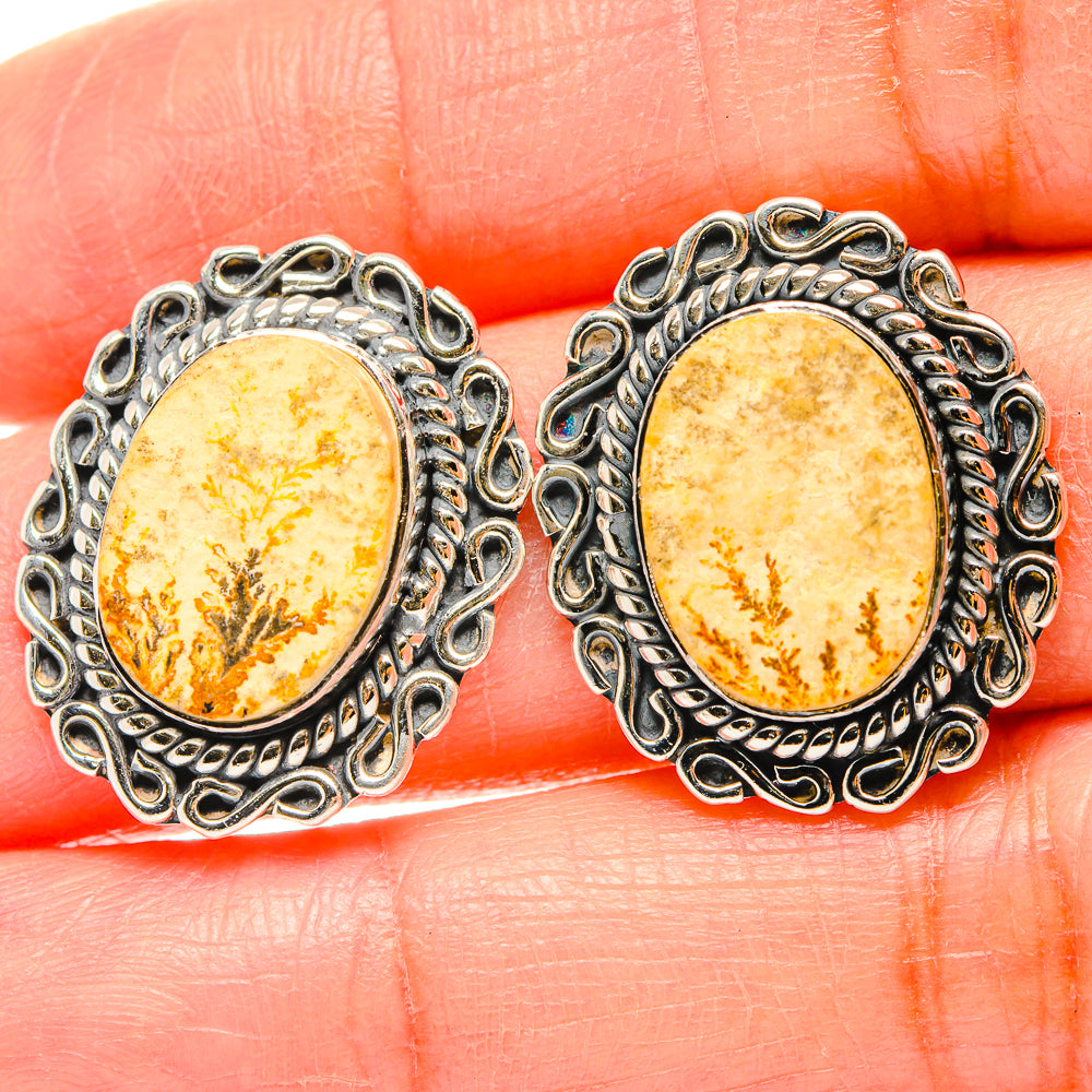 Germany Psilomelane Dendrite Earrings handcrafted by Ana Silver Co - EARR429195