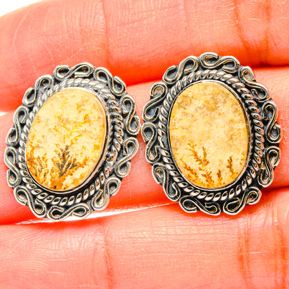 Germany Psilomelane Dendrite Earrings handcrafted by Ana Silver Co - EARR429195