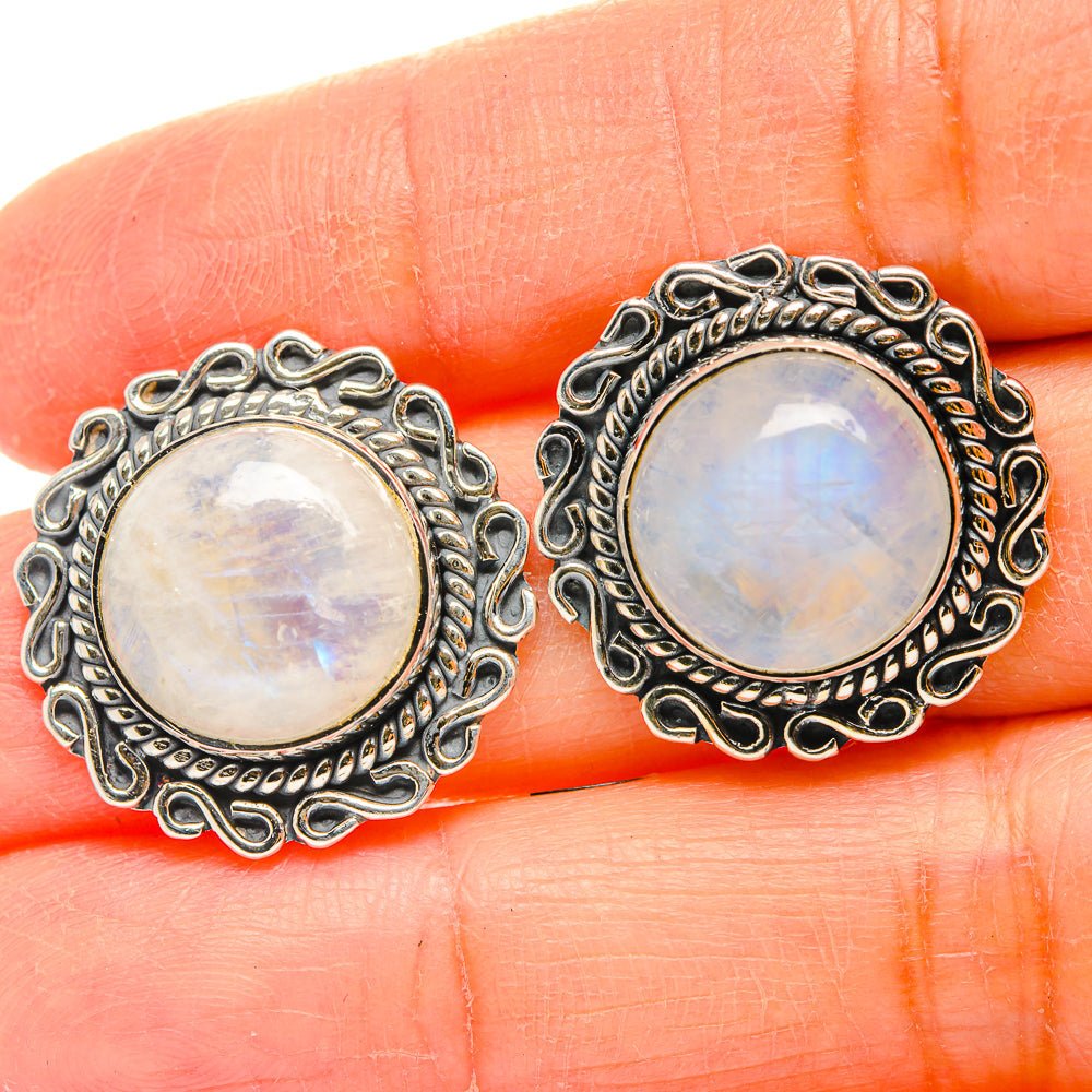 Rainbow Moonstone Earrings handcrafted by Ana Silver Co - EARR429209