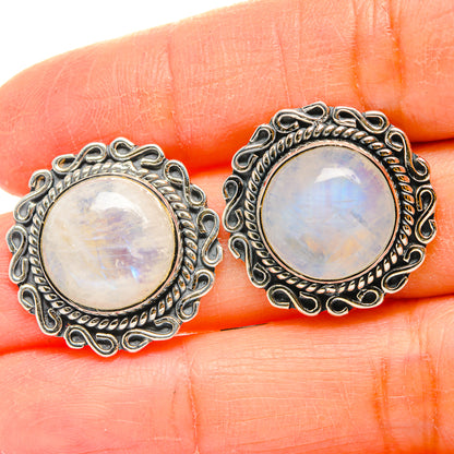 Rainbow Moonstone Earrings handcrafted by Ana Silver Co - EARR429209