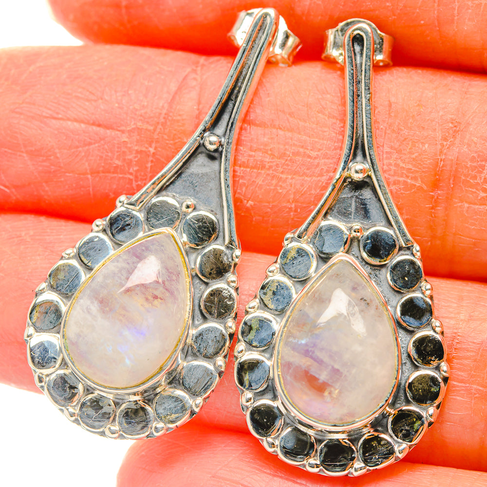 Rainbow Moonstone Earrings handcrafted by Ana Silver Co - EARR429217