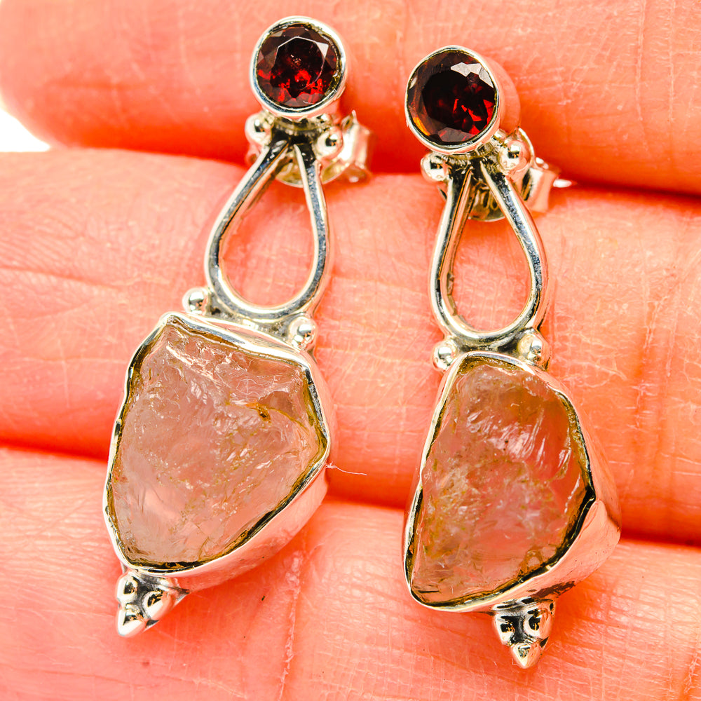 Rose Quartz Earrings handcrafted by Ana Silver Co - EARR429218