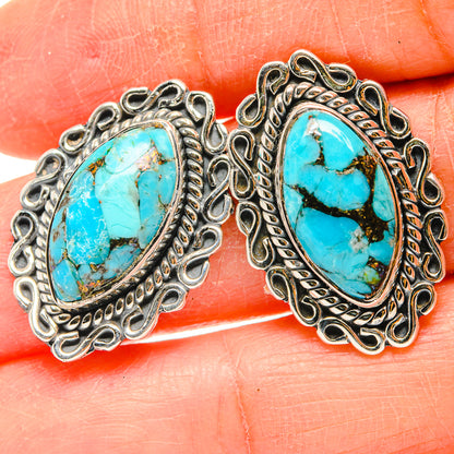 Blue Copper Composite Turquoise Earrings handcrafted by Ana Silver Co - EARR429227