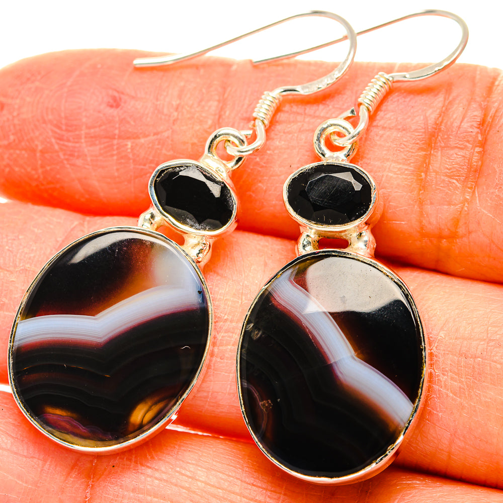 Botswana Agate Earrings handcrafted by Ana Silver Co - EARR429228