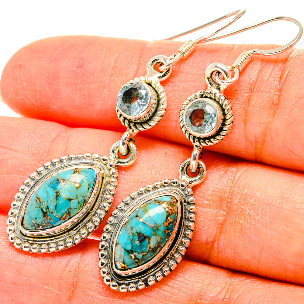 Blue Copper Composite Turquoise Earrings handcrafted by Ana Silver Co - EARR429229