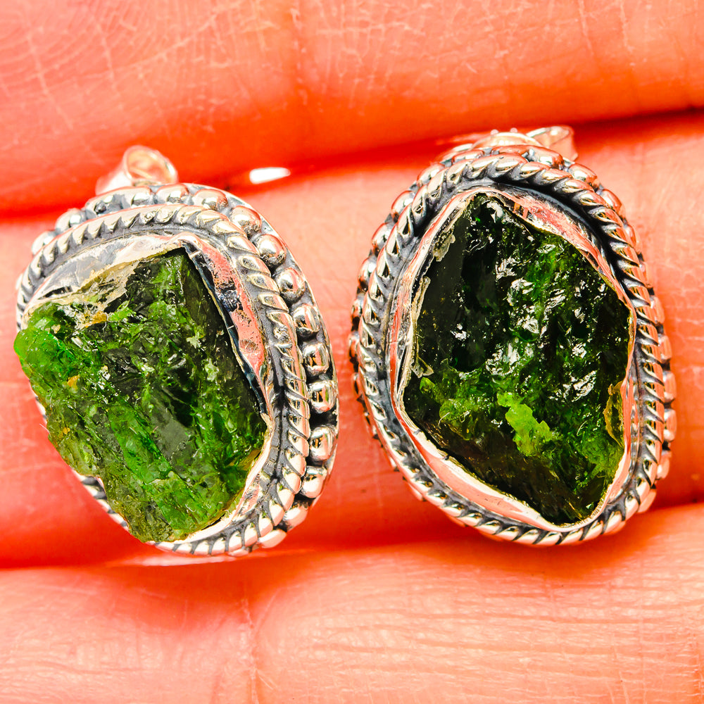 Chrome Diopside Earrings handcrafted by Ana Silver Co - EARR429243