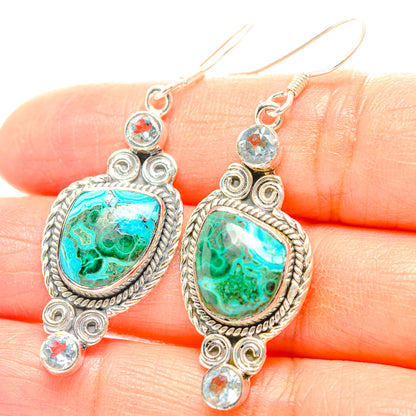 Malachite In Chrysocolla Earrings handcrafted by Ana Silver Co - EARR429254