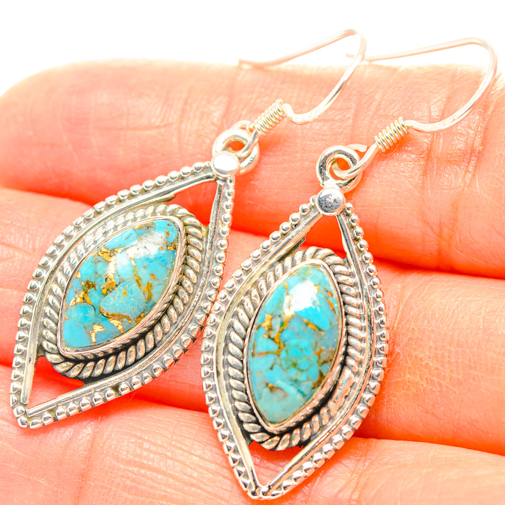 Blue Copper Composite Turquoise Earrings handcrafted by Ana Silver Co - EARR429266