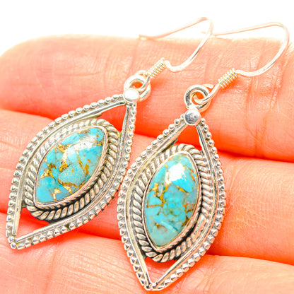 Blue Copper Composite Turquoise Earrings handcrafted by Ana Silver Co - EARR429266