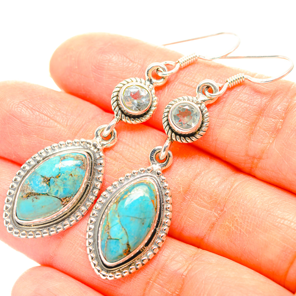 Blue Copper Composite Turquoise Earrings handcrafted by Ana Silver Co - EARR429274