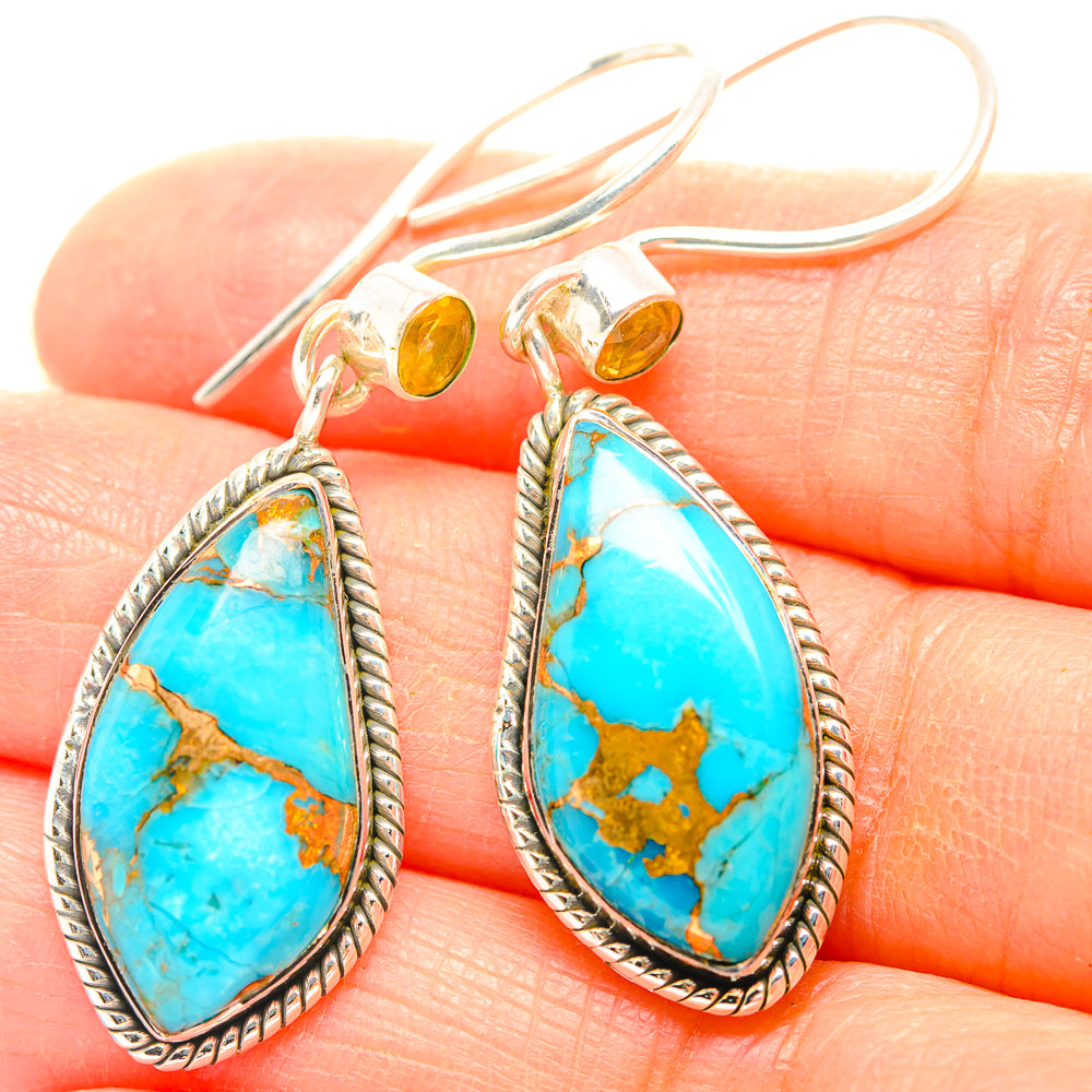 Blue Copper Composite Turquoise Earrings handcrafted by Ana Silver Co - EARR429289