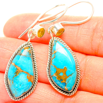 Blue Copper Composite Turquoise Earrings handcrafted by Ana Silver Co - EARR429289