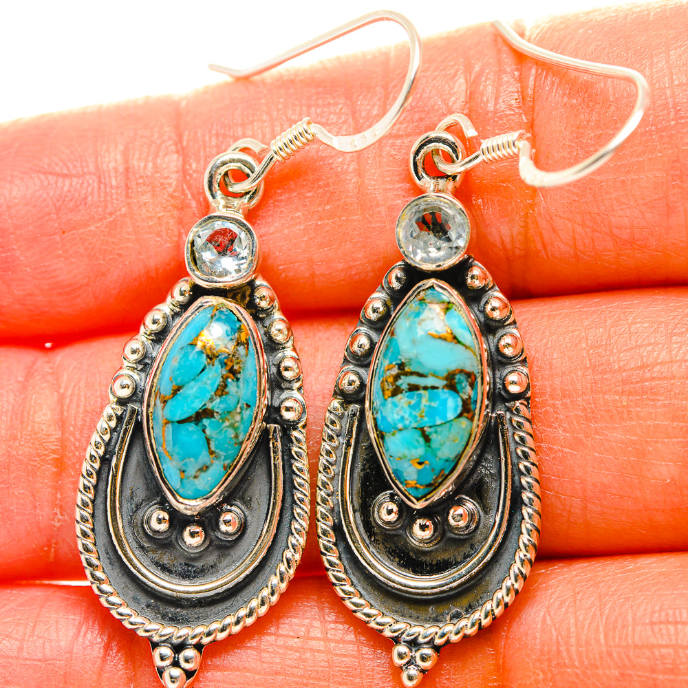 Blue Copper Composite Turquoise Earrings handcrafted by Ana Silver Co - EARR429304
