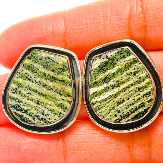Green Vein Jasper Earrings handcrafted by Ana Silver Co - EARR429311
