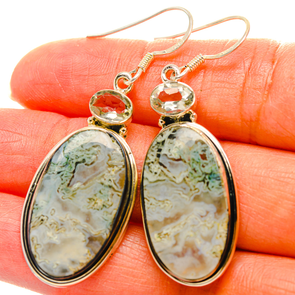 Green Moss Agate Earrings handcrafted by Ana Silver Co - EARR429315