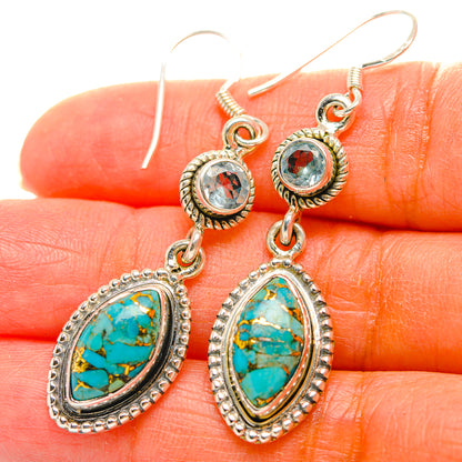 Blue Copper Composite Turquoise Earrings handcrafted by Ana Silver Co - EARR429316