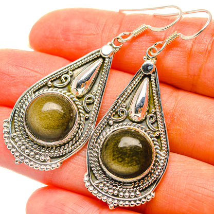 Gold Sheen Obsidian Earrings handcrafted by Ana Silver Co - EARR429334