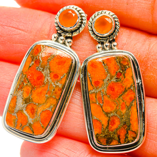 Orange Copper Composite Turquoise Earrings handcrafted by Ana Silver Co - EARR429342