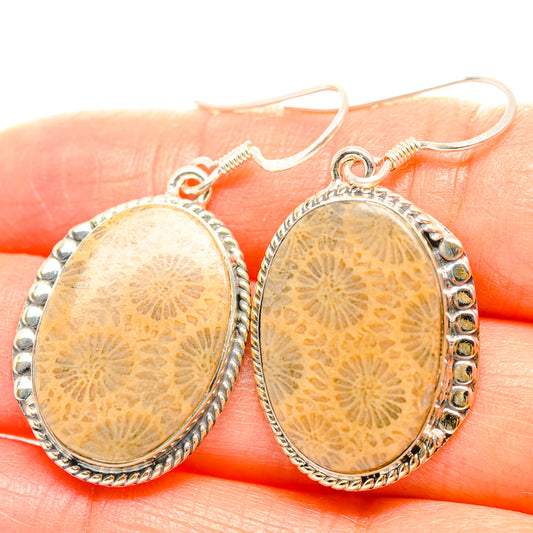 Fossil Coral Earrings handcrafted by Ana Silver Co - EARR429353