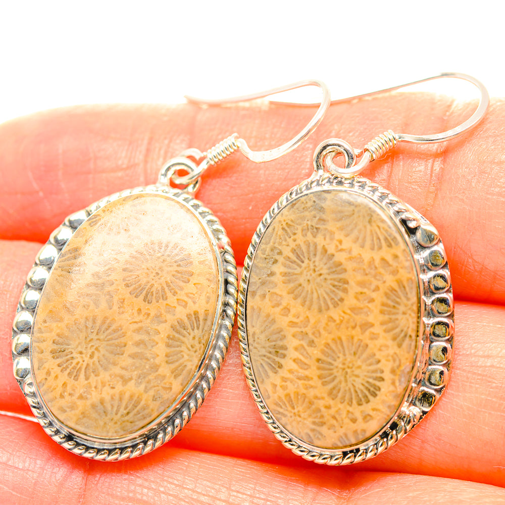Fossil Coral Earrings handcrafted by Ana Silver Co - EARR429353