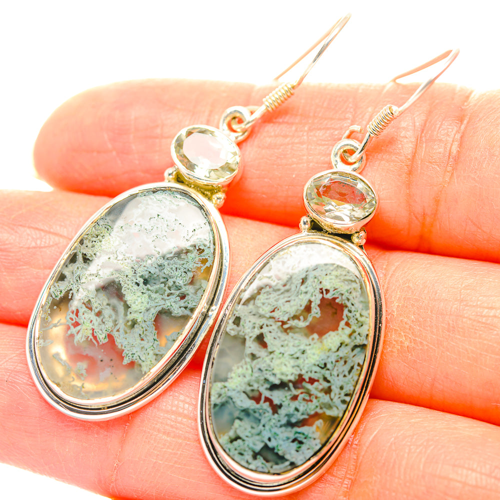 Green Moss Agate Earrings handcrafted by Ana Silver Co - EARR429357