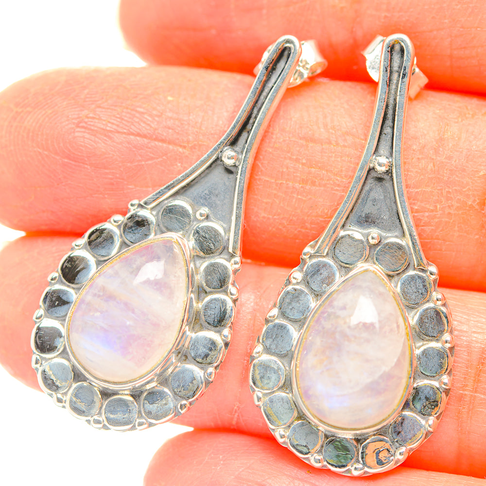 Rainbow Moonstone Earrings handcrafted by Ana Silver Co - EARR429361