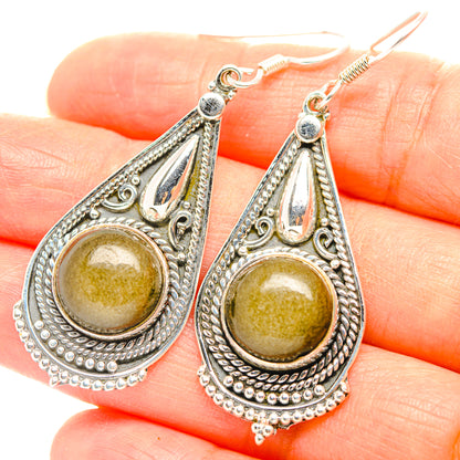 Gold Sheen Obsidian Earrings handcrafted by Ana Silver Co - EARR429362