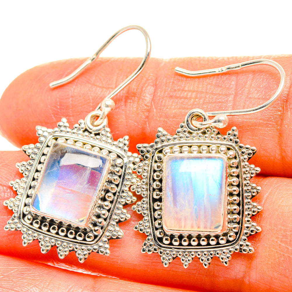 Rainbow Moonstone Earrings handcrafted by Ana Silver Co - EARR429366