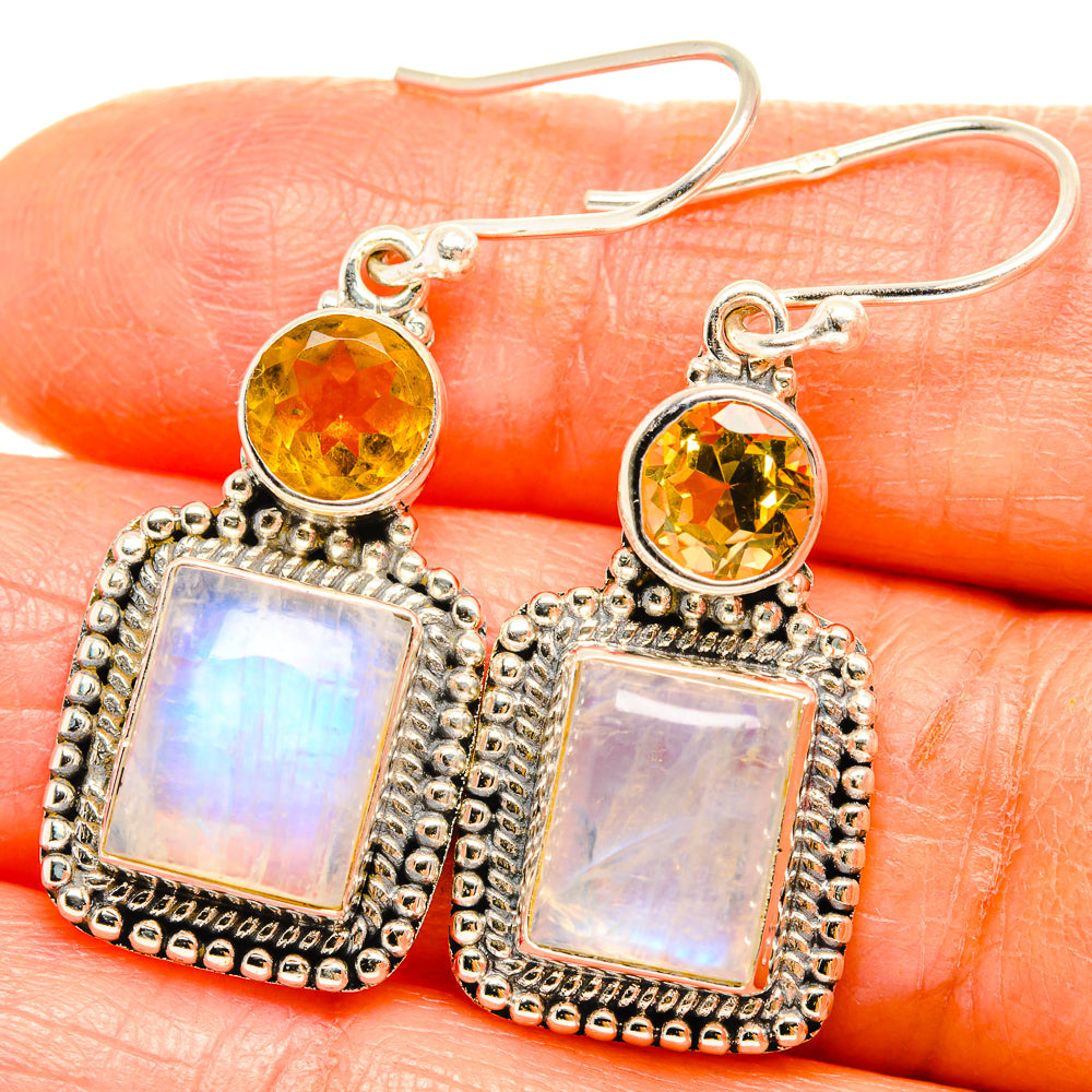 Rainbow Moonstone Earrings handcrafted by Ana Silver Co - EARR429375