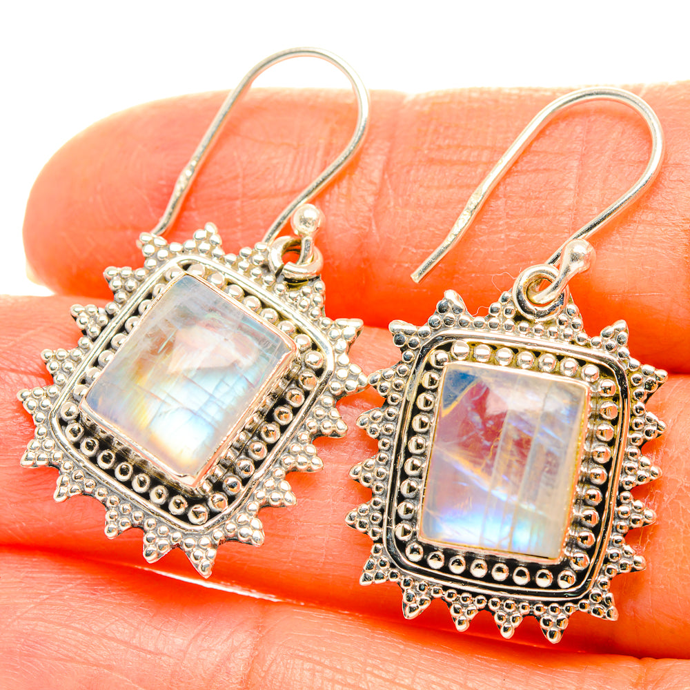 Rainbow Moonstone Earrings handcrafted by Ana Silver Co - EARR429378