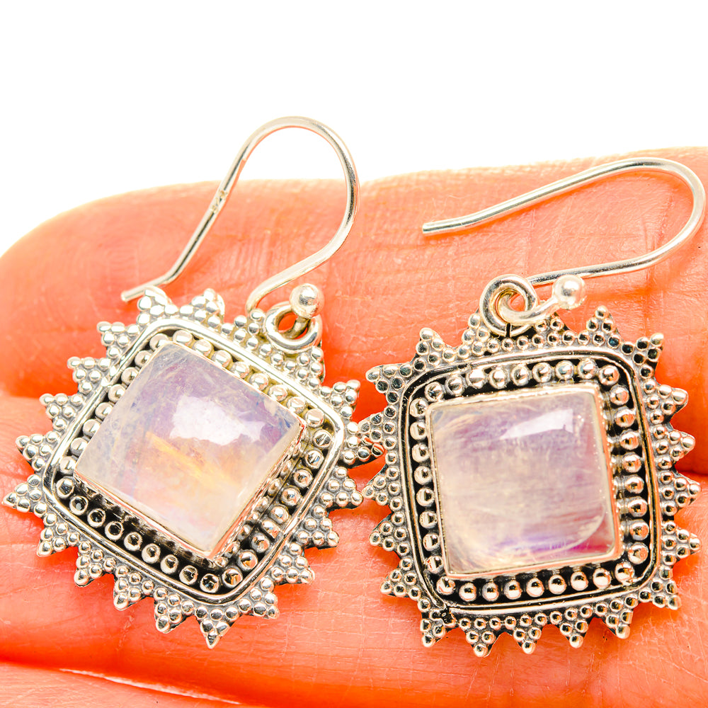 Rainbow Moonstone Earrings handcrafted by Ana Silver Co - EARR429408