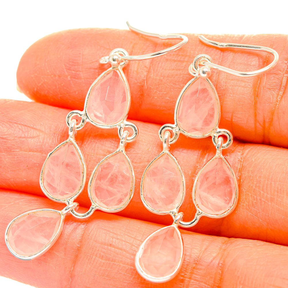 Rose Quartz Earrings handcrafted by Ana Silver Co - EARR429410