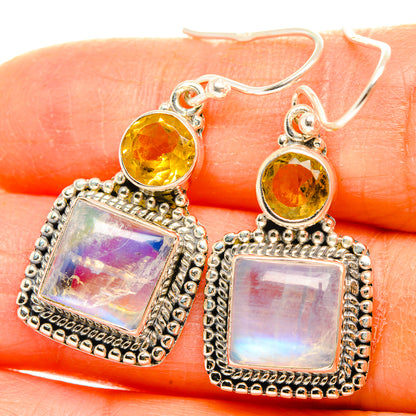 Rainbow Moonstone Earrings handcrafted by Ana Silver Co - EARR429414
