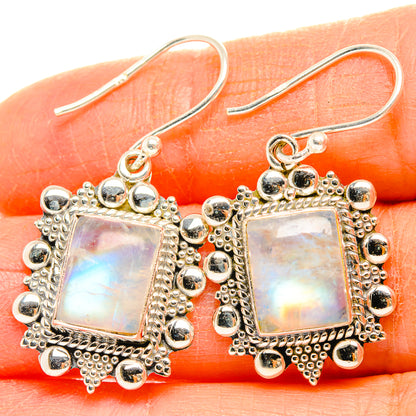 Rainbow Moonstone Earrings handcrafted by Ana Silver Co - EARR429417